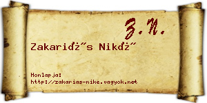 Zakariás Niké névjegykártya